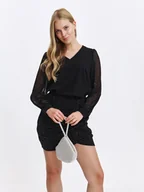 Spódnice - Czarna spódnica mini - miniaturka - grafika 1