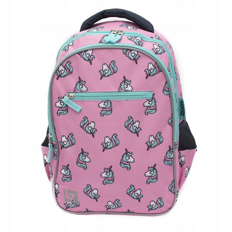 Plecak szkolny wielokomorowy LOOZZ Kids różowy, zielony