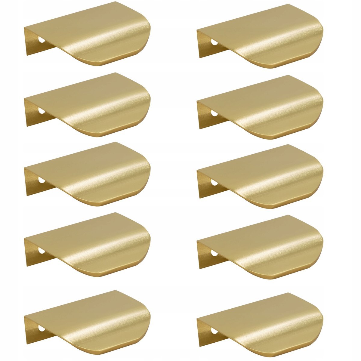 10 x Uchwyt meblowy krawędziowy 50 mm złoty zaokrąglony uchwyt do szafki