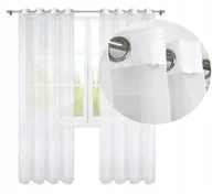 Firany - FIRANA GOTOWA BIAŁA NA PRZELOTKACH FIRANKA BALKONOWA WOAL 145x240 cm - miniaturka - grafika 1