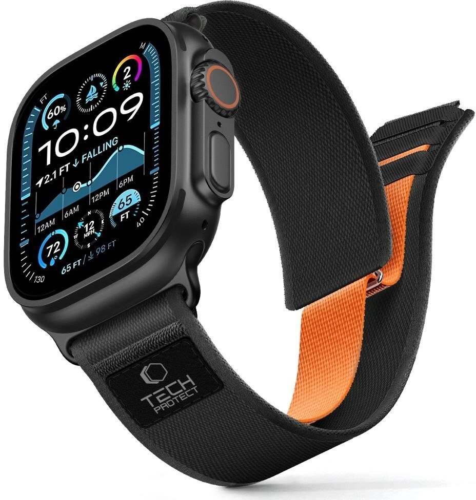 Tech-Protect TECH-PROTECT NYLON ELITE APPLE WATCH 8 / 9 / 10 / 11 / SE / ULTRA 44 / 45 / 46 / 49 MM BLACK/ORANGE