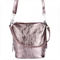 Torebki damskie - Lekka skórzana listonoszka stare złoto – S - miniaturka - grafika 1