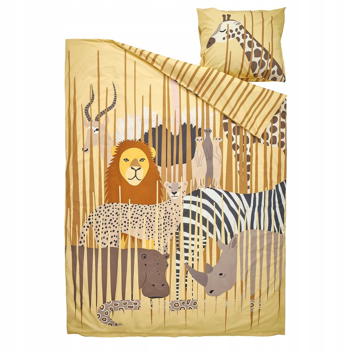 IKEA SANDLOPARE Pościel dziecięca 150x200 i poszewka 50x60 żółty sawanna