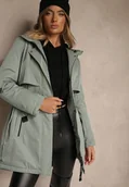 Kurtki damskie - Zielona Kurtka Typu Parka z Kapturem o Klasycznym Kroju Tulania - miniaturka - grafika 1