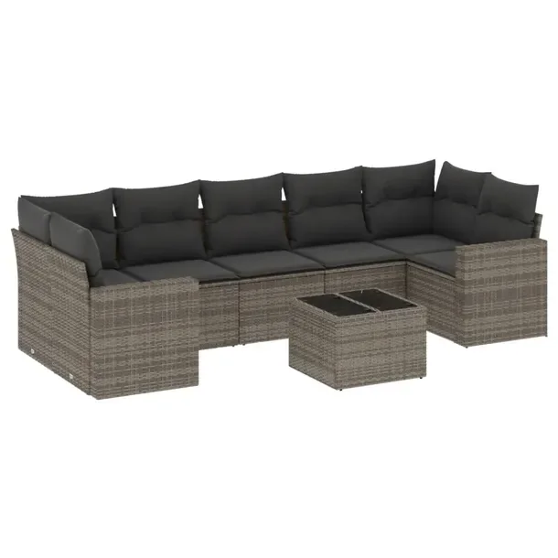 Zestaw mebli ogrodowych modułowych szary rattan PE z poduszkami 62x62x69 c