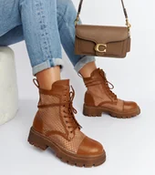 Botki damskie - Brązowe prześwitujące trapery Waldeck -37 - miniaturka - grafika 1