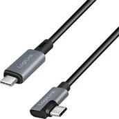Kable USB - LOGILINK CU0182 Kabel USB 2.0 Type-C C/M kątowy na USB-C/M E-mark PD czarny 1m - miniaturka - grafika 1
