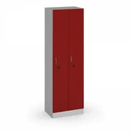 Szafy biurowe - B2B Partner Drewniana Szafka ubraniowa - dwudrzwiowa, szary/czerwony 284505 - miniaturka - grafika 1