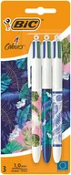 Długopisy - BIC Długopis 4 kolorowy Message Botanical AST 3 szt. blister - miniaturka - grafika 1