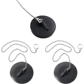 Korki do umywalek - Uniwersalny korek do wanny (40 mm), 3 sztuki, korek do zlewu z łańcuszkiem kulkowym, korek do zlewu kuchennego, korek do wanny - miniaturka - grafika 1