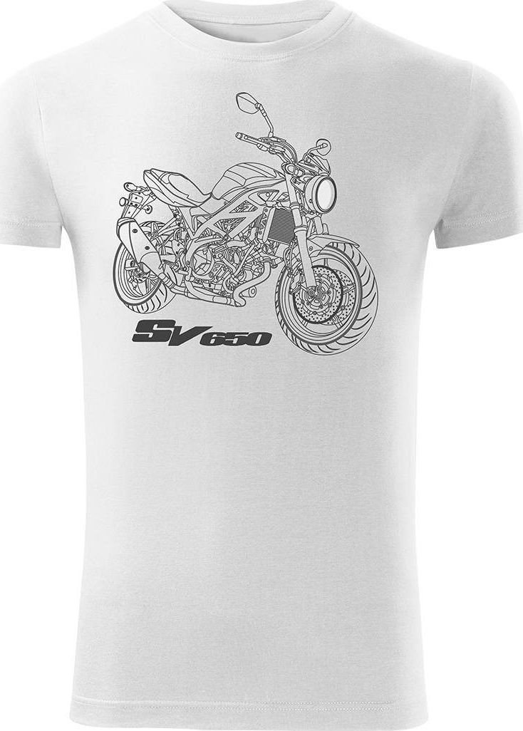 Topslang Koszulka motocyklowa z motocyklem SUZUKI SV 650 męska biała SLIM S