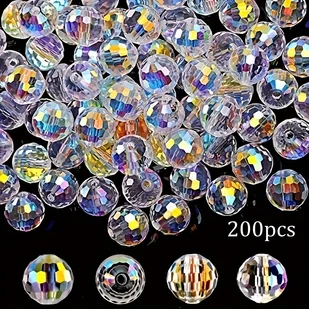 TEMU 200 szt. szklanych koralików o średnicy 10 mm w kształcie plastra miodu, luźne koraliki do tworzenia biżuterii, własnoręczne słoiki, naszyjnik, - Rękodzieło - miniaturka - grafika 1