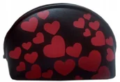 Kosmetyczki, organizery i kuferki - Pojemna Kosmetyczka Saszetka Damska Czrna Serca - miniaturka - grafika 1