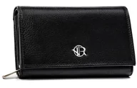 Portfele - Czarny skórzany portfel damski ze skóry naturalnej ROVICKY rozbudowany na karty i gotówkę schowki na suwak ochrona RFID STOP - miniaturka - grafika 1