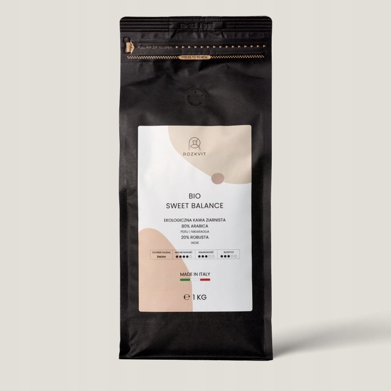 Bio Kawa Ziarnista Sweet Balance Włoska Kawa 80% Arabika 20% Robusta
