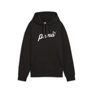 Bluzy sportowe damskie - Damska bluza z kapturem ESS+ Script PUMA Black White Rubber - miniaturka - grafika 1