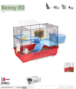 Klatki dla gryzoni - Imac BENNY 80 klatka dla królików/świnek/szynszyli/fretek niebiesko czerwona 05959 - miniaturka - grafika 1