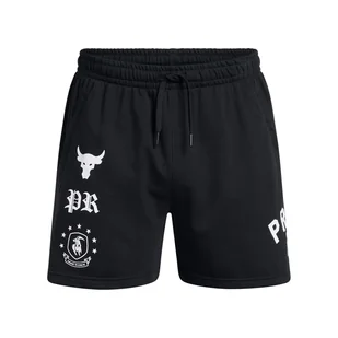 Męskie spodenki treningowe Under Armour Project Rock Terry Flc Short Boh - czarne - UNDER ARMOUR - Spodnie sportowe męskie - miniaturka - grafika 1