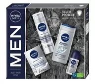 Zestawy kosmetyków męskich - Nivea Men Zestaw 4 produktów Silver Protect ( balsam po goleniu + żel pod prysznic + rollon + pianka do golenia ) - miniaturka - grafika 1