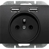 Gniazdka elektryczne - Abex Gniazdo Onyx 2xUSB czarny mat - miniaturka - grafika 1