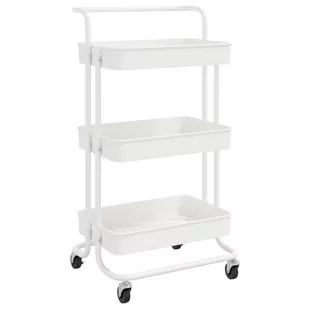 shumee 3 poziomowy wózek kuchenny biały 42x25x83,5 cm żelazo i ABS - Wózki kuchenne - miniaturka - grafika 1