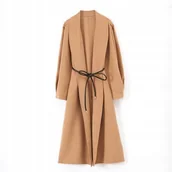 Paski - czarny PASEK damski SZNUR skórzany elegancki dodatek do płaszcza dla pani - miniaturka - grafika 1