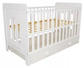 Łóżeczka i kojce - Łóżeczko dziecięce 2w1 Zuza biała szuflada 140x70 barierka gryzaki norma UE - miniaturka - grafika 1