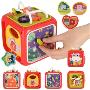 Zabawka edukacyjna interaktywna sensoryczna manipulacyjna kostka sorter klocków - Sortery dla dzieci - miniaturka - grafika 1