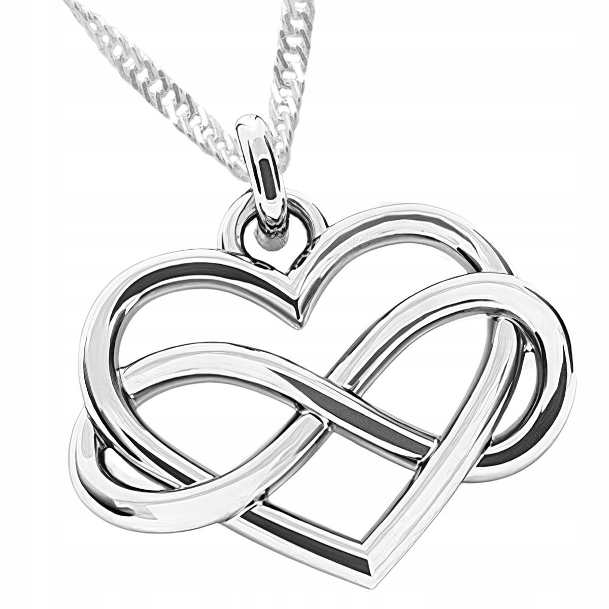 Naszyjnik Srebrny Serce Nieskończoność Miłość Forever Infinity SREBRO 925