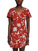 Sukienki - ESPRIT Sukienka z dżerseju w kwiaty, koralowy poara?czowy, XS - miniaturka - grafika 1
