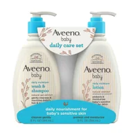 Kosmetyki kąpielowe dla dzieci - Aveeno Baby Daily Care Zestaw upominkowy, płyn do mycia, szampon i balsam dla niemowląt, 2 szt. - miniaturka - grafika 1