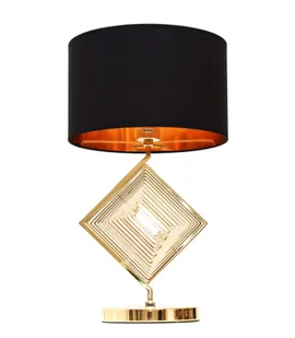 Lumina Deco BENARDI stylowa elegancka lampa stołowa złota z czarnym abażurem o złotym wnętrzu - Lampy stojące - miniaturka - grafika 1