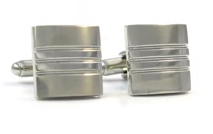 Kwadratowe srebrne błyszcząco-matowe spinki do mankietów N37 - Spinki do mankietów i krawatów - miniaturka - grafika 1