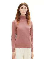 Swetry damskie - Podstawowy damski sweter z golfem TOM TAILOR, 33157-blaknący różany melanż, XXL - miniaturka - grafika 1