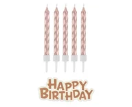 Urodziny dla dorosłych - ŚWIECZKI ZAKRĘCONE HAPPY BIRTHDAY RÓŻOWE ZŁOTO 16szt - miniaturka - grafika 1