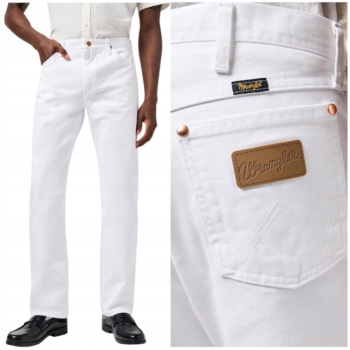 Wrangler 13MWZ White COWBOY CUT klasyczne proste spodnie jeansowe W32 L32