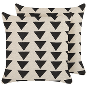 Poduszki dekoracyjne - Lumarko 2 bawełniane poduszki dekoracyjne w trójkąty 45 x 45 cm beżowo-czarne CERCIS - miniaturka - grafika 1