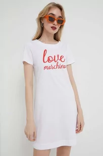 Love Moschino sukienka bawełniana kolor biały mini prosta - Sukienki - miniaturka - grafika 1