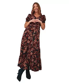 Sukienki - Joe Browns Damska sukienka midi w stylu vintage, jesienna sukienka z bufiastymi rękawami, wielokolorowa, 8, multi, 34-Maly - grafika 1