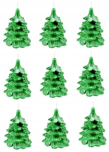 9 x świeczki świąteczne choinka 10 cm cała zielona - Świece - miniaturka - grafika 1