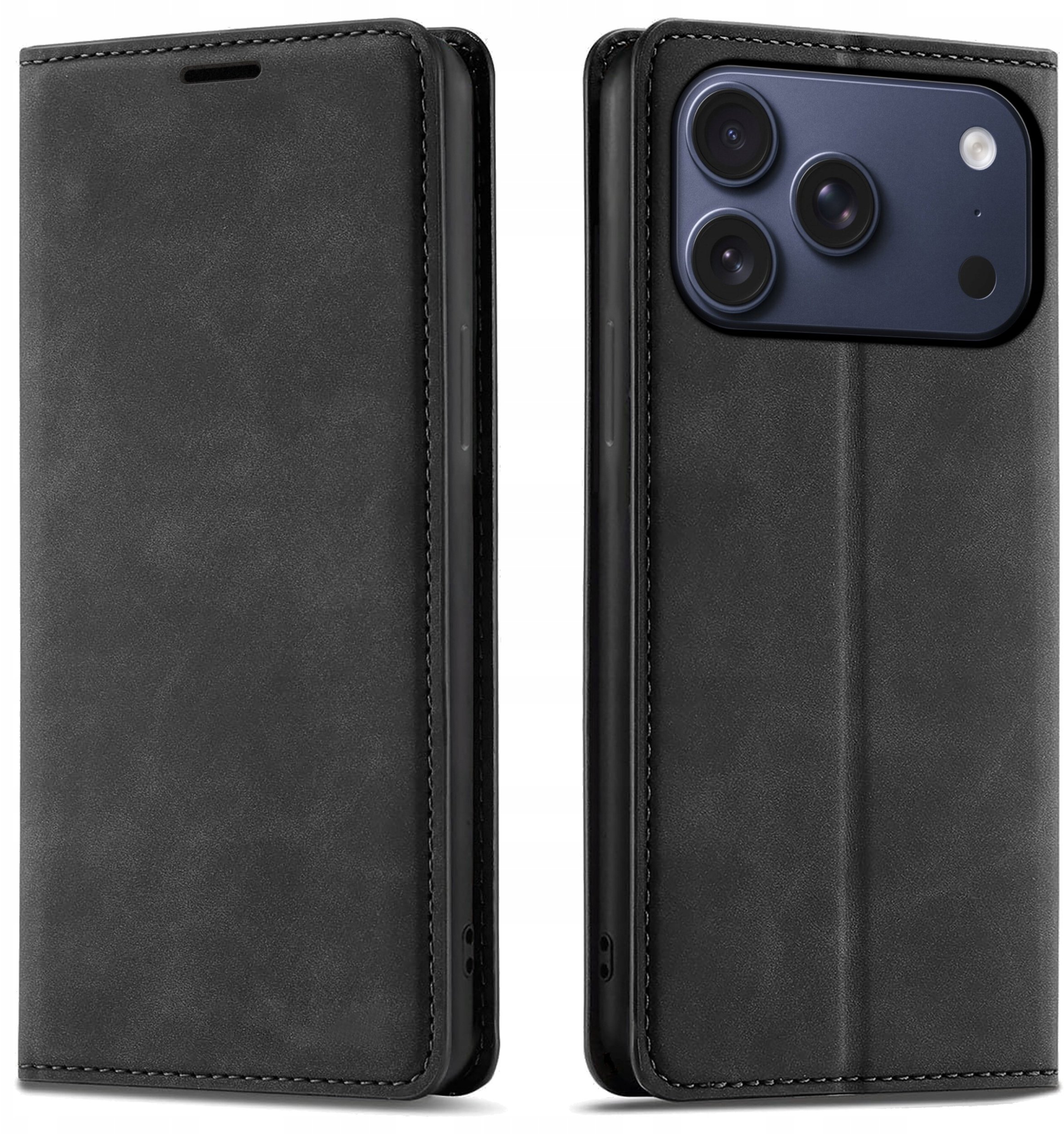 krainaGSM Etui Z Klapką Do Iphone 17 Pro 18 Pro Zamykane Magnetyczne Skórzane Szkło