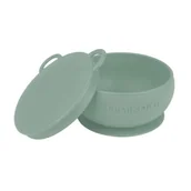 Miseczki i talerzyki dla dzieci - MINIKOIOI, Miseczka z przyssawką silikonowa z pokrywką, River Green - miniaturka - grafika 1