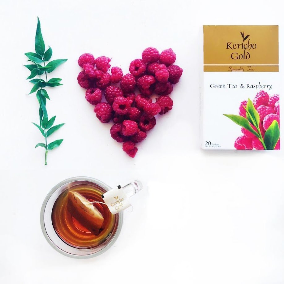 Herbata zielona Kericho Gold Malina 20 torebek 40 g aromat z maliną świeża