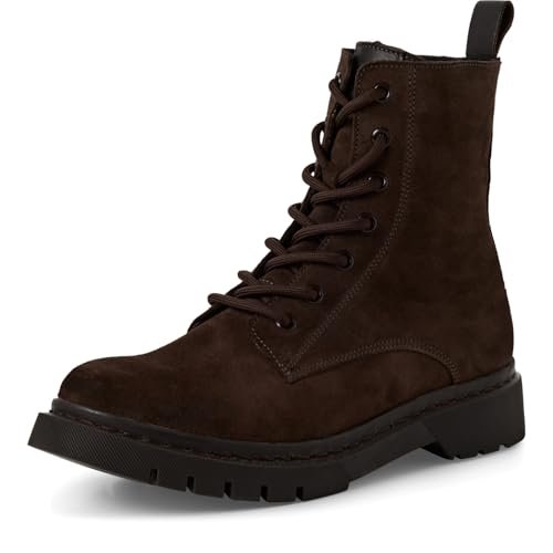 Tamaris Damskie sztyblety Lace Boot Flat 1-25269-41, Mocca Suede, 37 EU, Mocca Suede, 37 EU