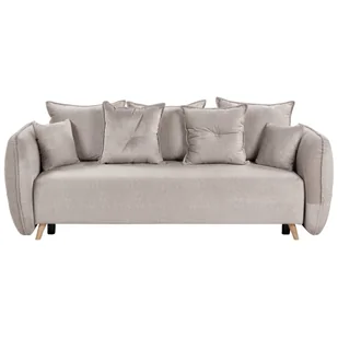Sofa rozkładana welurowa z pojemnikiem beżowoszara VALLANES - Sofy i kanapy - miniaturka - grafika 1