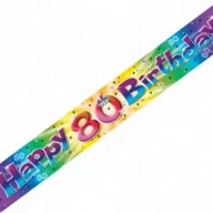 Gadżety dla niej i dla niego - Amscan Baner taśma "Urodziny 80", tęczowy, 3.65 m 992946 - miniaturka - grafika 1