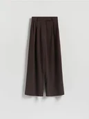 Spodnie damskie - Reserved - Luźne spodnie z zakładkami - ciemnobrązowy - miniaturka - grafika 1