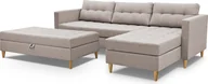Sofy i kanapy - 3xEliving narożnik MALORY - nowoczesna sofa rozkładana z podnóżkiem, w kolorze jasnobrązowym, drewniane nóżki, otomana może być zamontowana po obu stronach, szerokość 220 cm, 6 opcji kolorystycznych - miniaturka - grafika 1