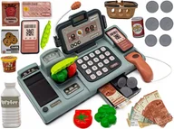 Zabawy w naśladowanie dorosłych - Edukacyjna Sklepowa Kasa Fiskalna - Mikrofon, Waga, Koszyk, Akcesoria - miniaturka - grafika 1