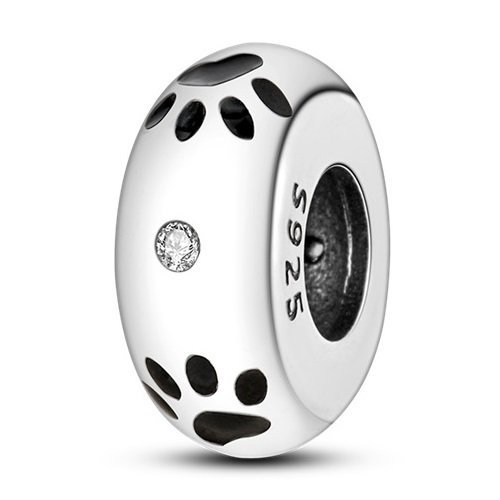 Zawieszka Charms SREBRO 925 Koralik Łapa Psa Kota